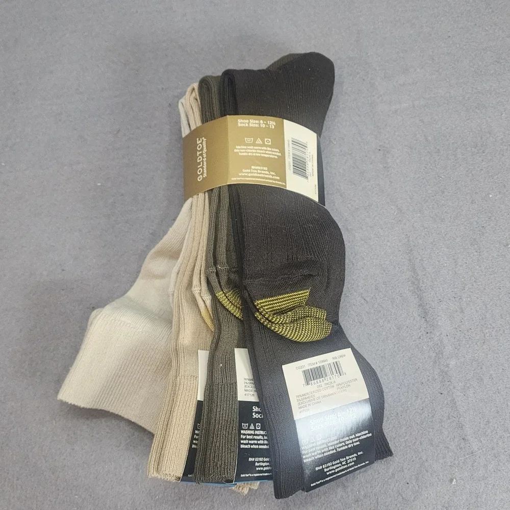 Gold Toe Middleton Dress Rib‎ Crew Socks Multi Color Mens 10-13 3-Pack